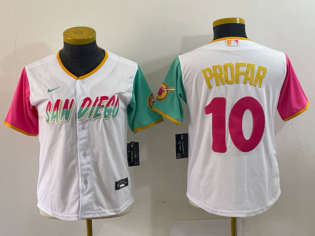 Youth San Diego Padres #10 Jurickson Profar White City Connect Stitched Baseball Jersey Youth San Diego Padres #10 Jurickson Profar White City Connect Stitched Baseball Jersey